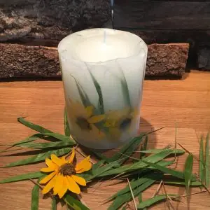 Blumenkerze – Gelbe Blume, Bambus