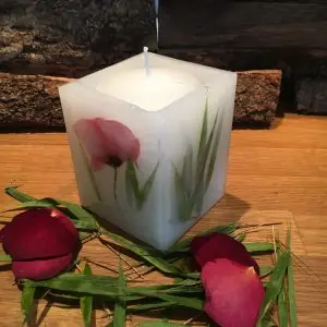 Bambuskerze – Mohnblume, Bambus